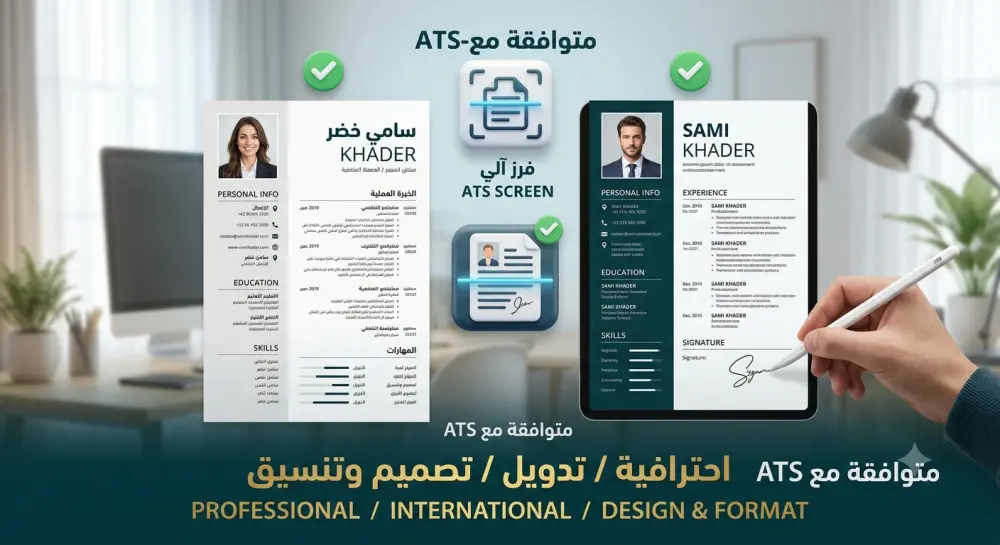 تصميم وتنسيق سيرة ذاتية (CV) احترافية باللغتين العربية أو الإنجليزية ومتوافقة مع نظام ATS.