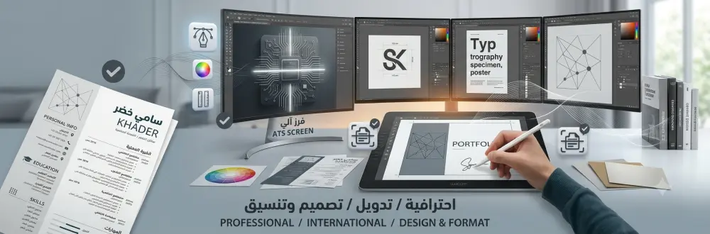 تصميم وتنسيق سيرة ذاتية (CV) احترافية باللغتين العربية أو الإنجليزية ومتوافقة مع نظام ATS.