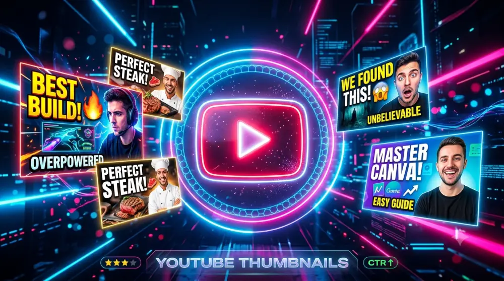 تصميم غلاف فيديو يوتيوب (Thumbnail) إبداعي وجذاب يجبر المشاهد على النقر
