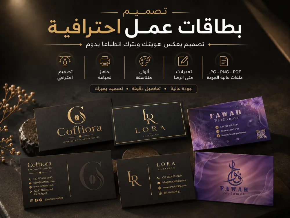 تصميم بطاقة عمل احترافية وفاخرة تعكس هوية علامتك التجارية