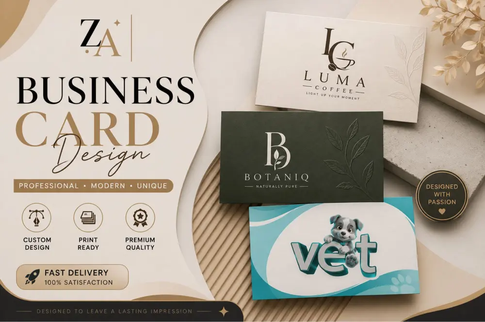 تصميم Business Card احترافي يعكس هوية علامتك التجارية باحترافية وجودة عالية ويترك انطباعًا لا يُنسى.