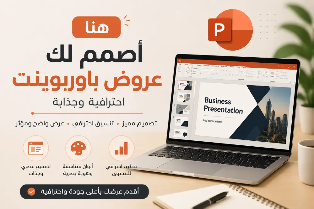 سأصمم عرض PowerPoint احترافي وجذاب لأي مجال