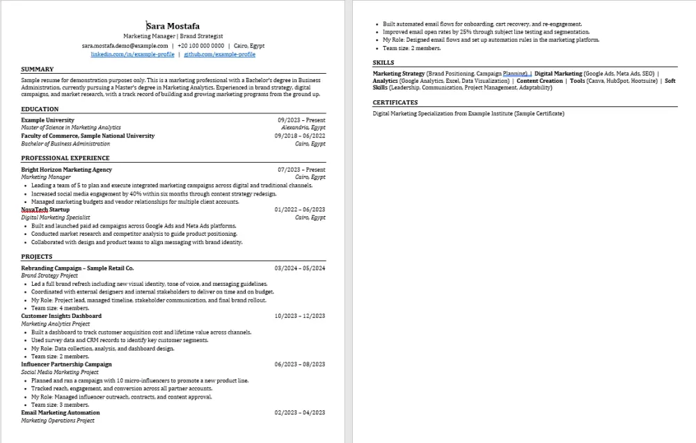 كتابة سيرة ذاتية CV احترافية و Cover Letter احترافي