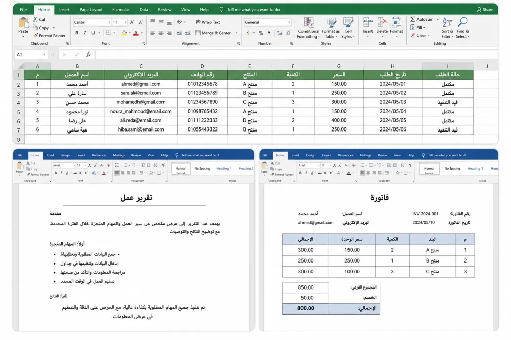 إدخال البيانات وتنسيقها باحترافية على Excel وWord