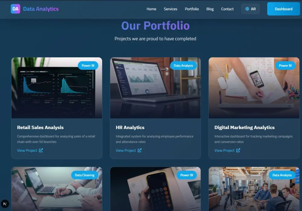 تصميم وتطوير موقع Portfolio احترافي بالذكاء الاصطناعي يعكس هويتك المهنية ويبرز أعمالك