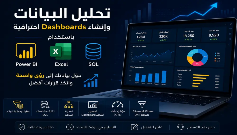 سأقوم بتحليل بيانات Excel وإنشاء تقارير وDashboard احترافية