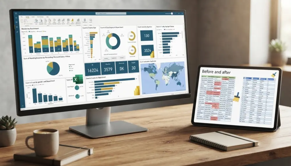 سأنظف وأحلل بياناتك باستخدام Excel وPower Query وأصمم Dashboard احترافي