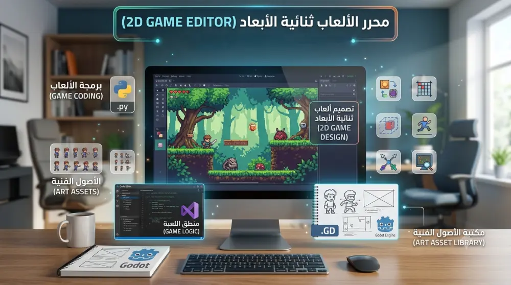سأقوم بتطوير لعبة ثنائية الأبعاد (2D) كاملة الفكرة باستخدام محرك Godot.