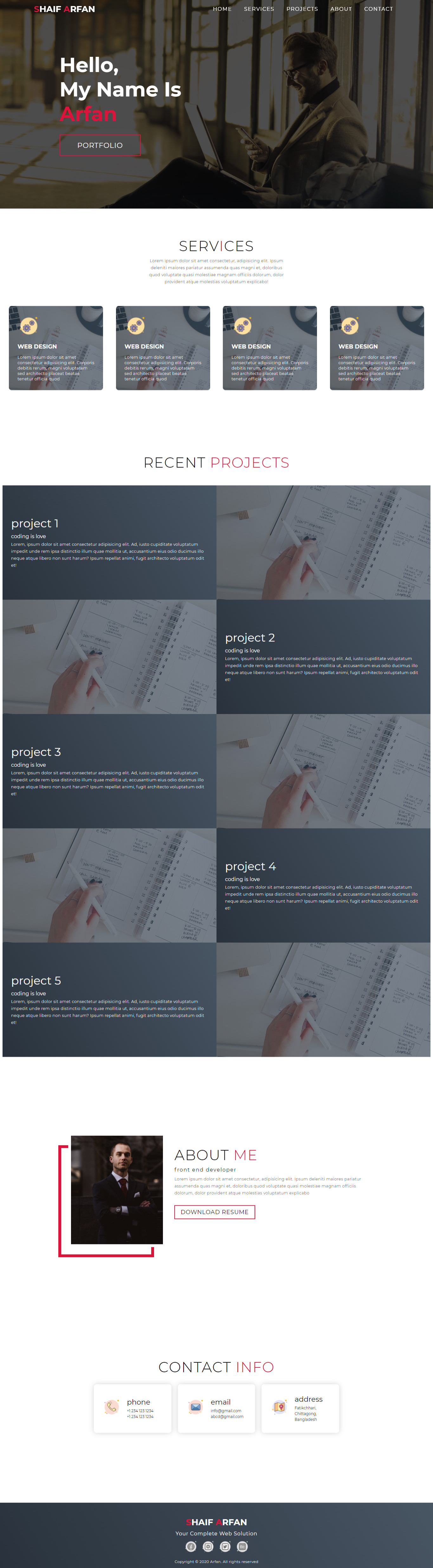 PORTFOLIO كصورة او كصفحة ويب يتكون من صفحة واحدة  قيمتها 10$