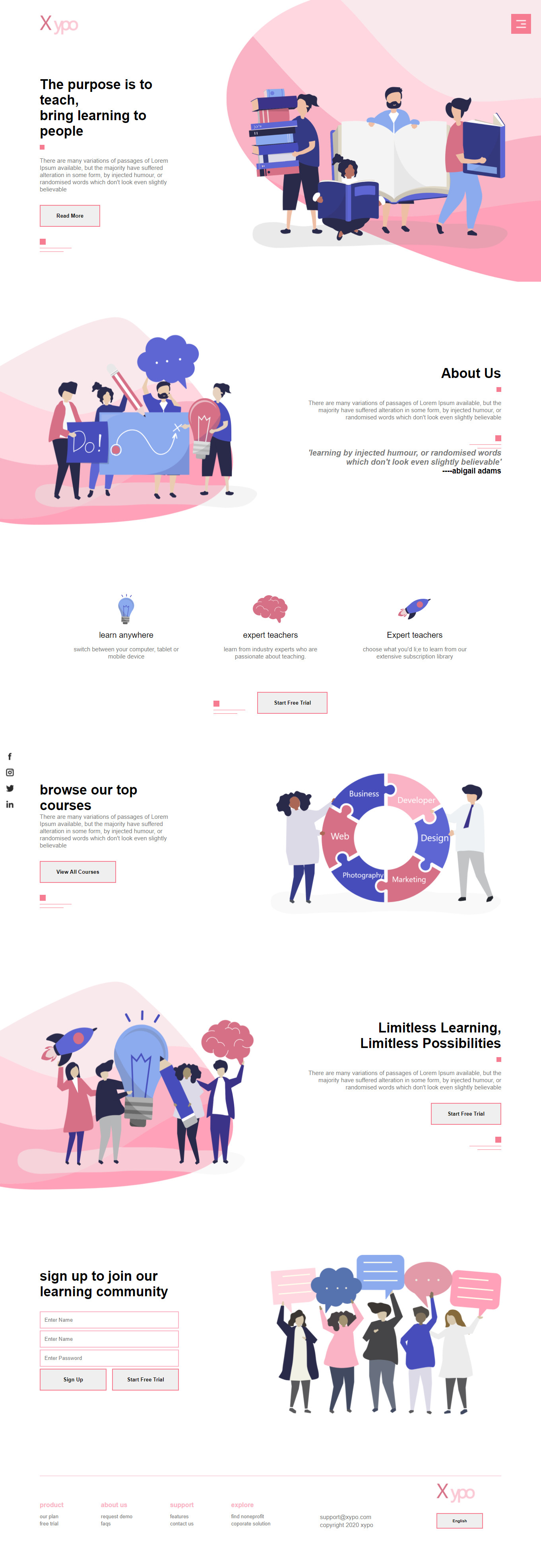 تصميم موقع تعليمى من صفحة واحدة ب 10$