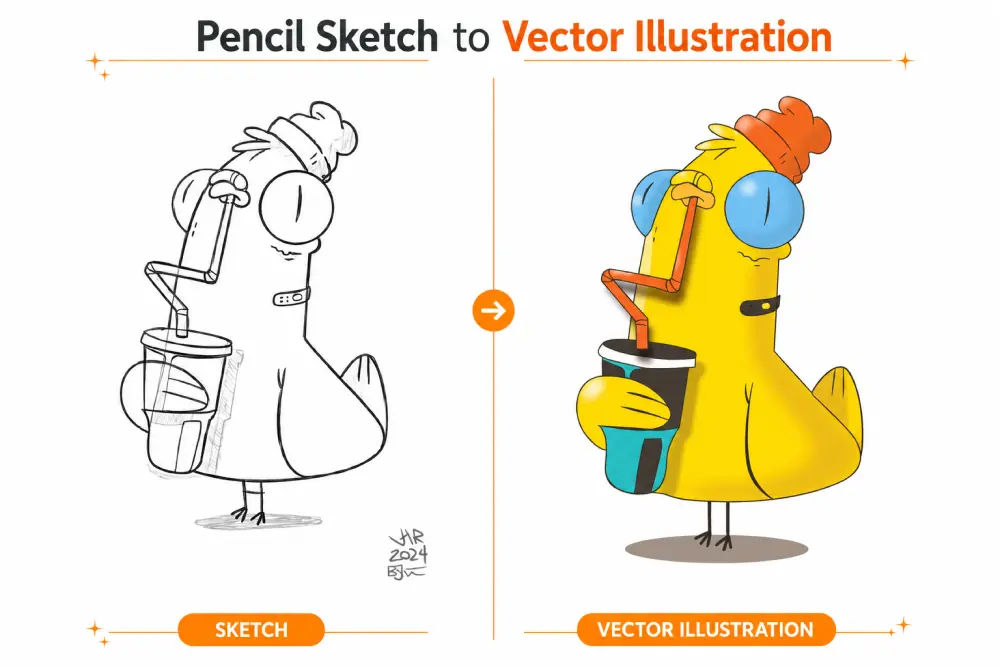 رسم شخصيات كرتونية وIllustrations من أي اسكتش بالرصاص