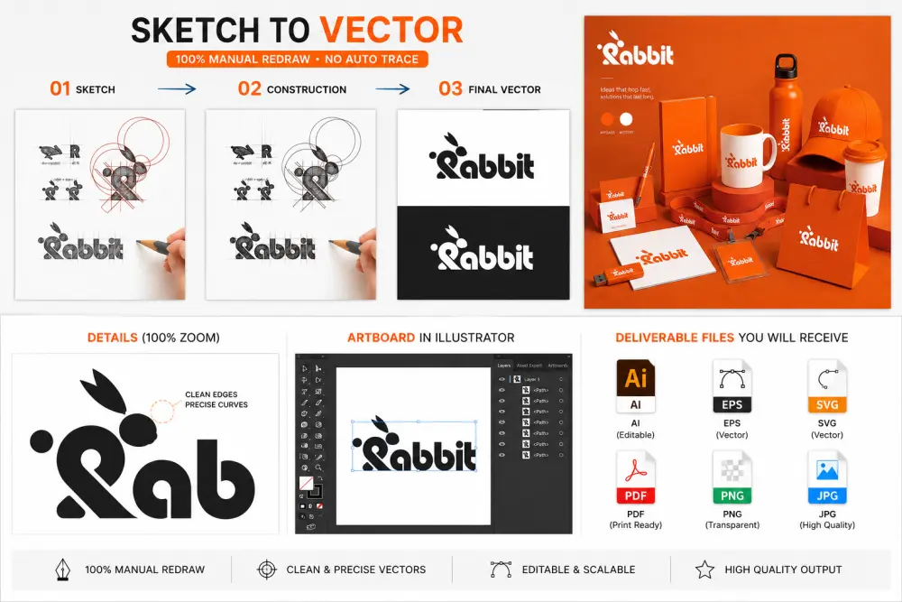 رسم و تصميم اللوجو / Logo المرسوم بالرصاص إلى Vector احترافي باستخدام Illustrator / و إعادة رسم لوجو قديم