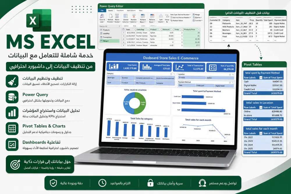 التعامل مع مصادر البيانات باستخدام MS EXcel