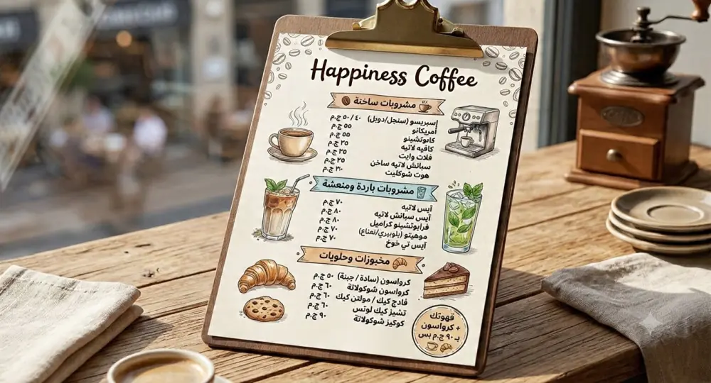 تصميم منيو وهوية بصرية إحترافية للمطاعم والكافيهات