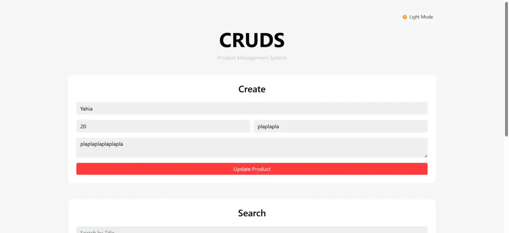 مشروع CRUD بسيط ومرتب لإدارة البيانات باستخدام HTML وCSS وBootstrap وJavaScript بكود منظم وسهل التعديل.