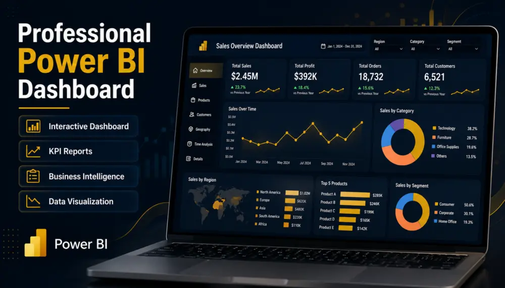 سأصمم Dashboard احترافي على Power BI لتحليل البيانات