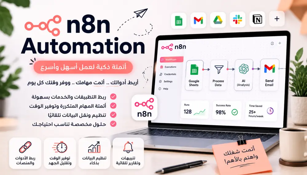 سأصمم لك Automation باستخدام n8n لربط أدواتك وأتمتة مهامك