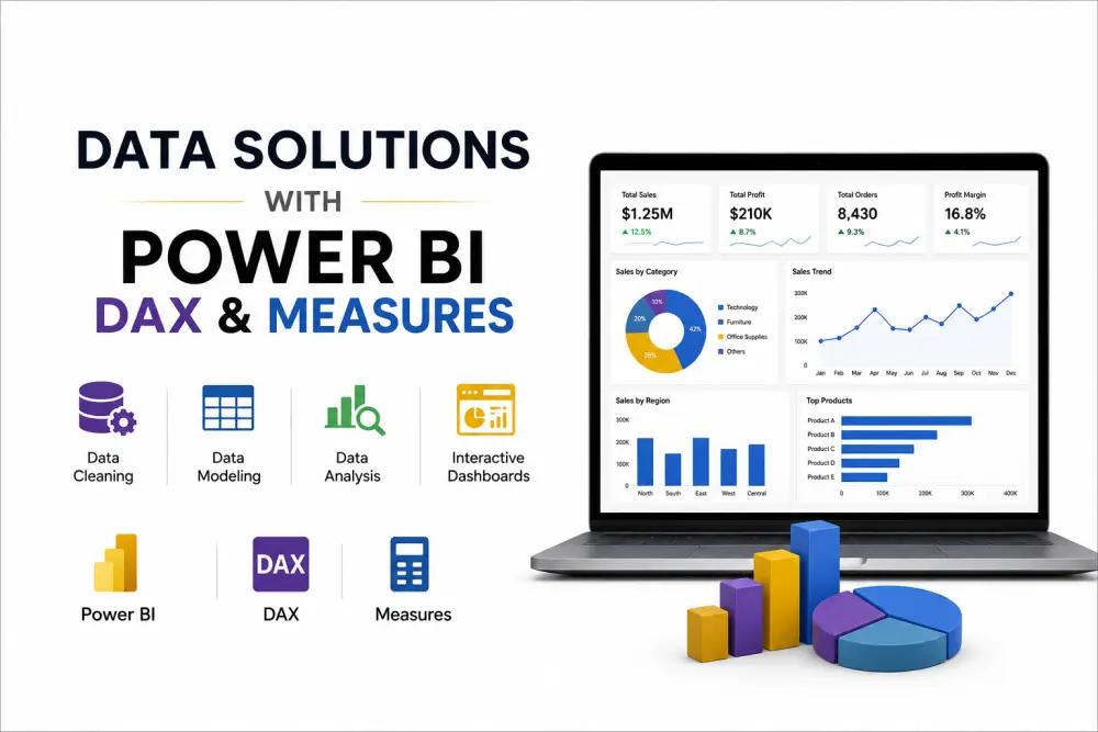 أقدم خدمة متكاملة لتحليل البيانات باستخدام Power BI، تشمل تنظيف وتنظيم البيانات، بناء Data Model احترافي و إنشاء Interactive Dashboards احترافية