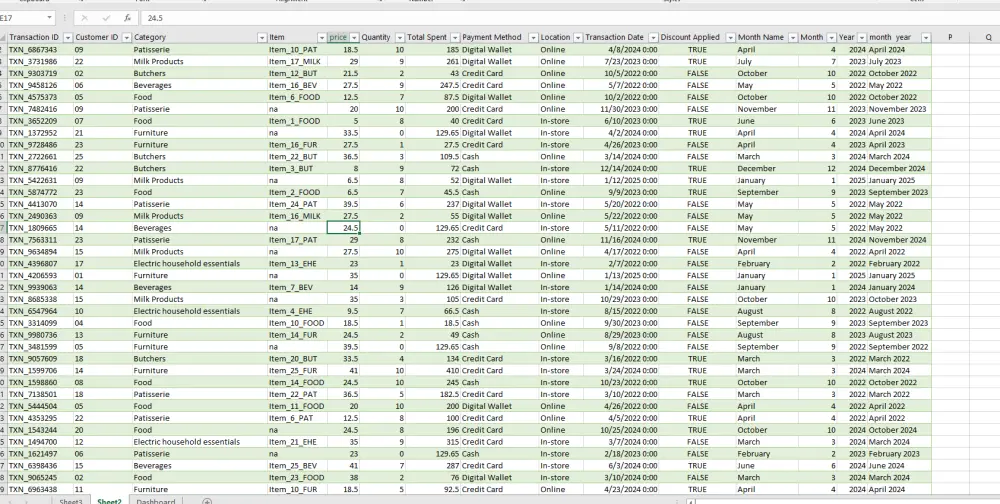 Excel Data entry services