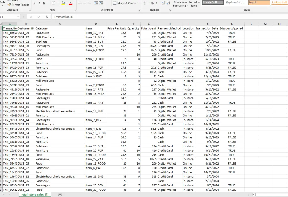 Excel Data entry services