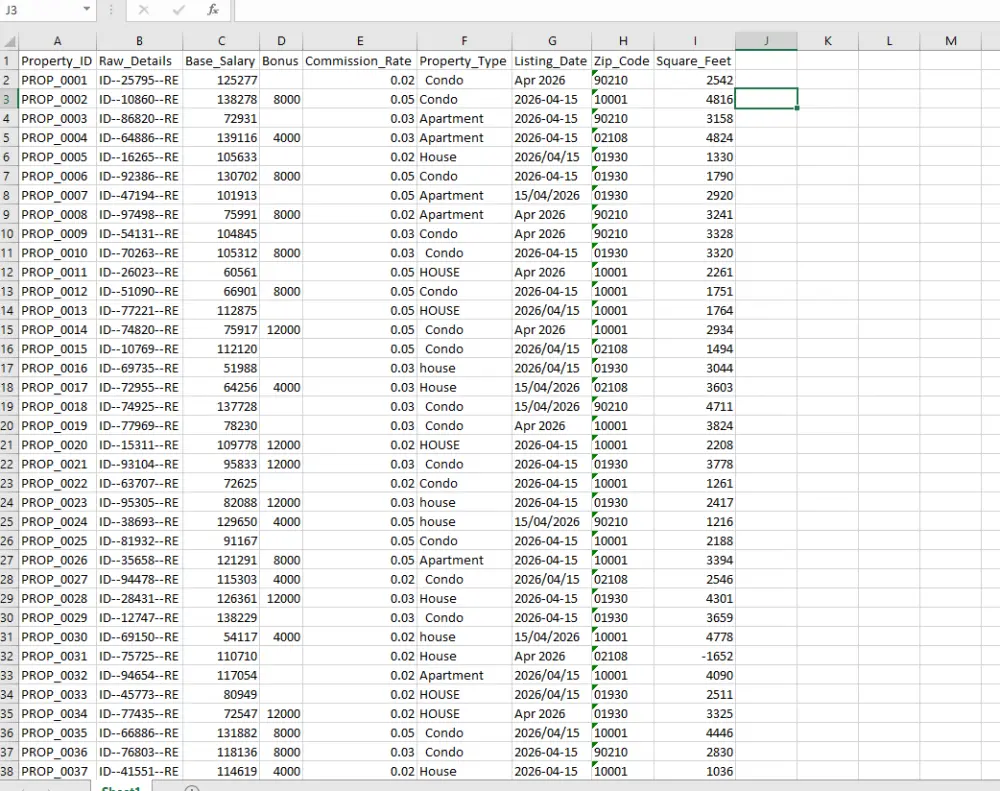 Excel Data entry services