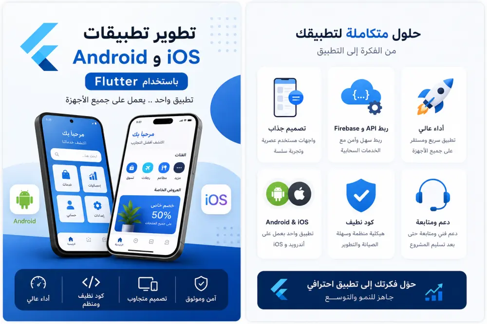 سأقوم بتطوير تطبيق Android وiOS احترافي باستخدام Flutter
