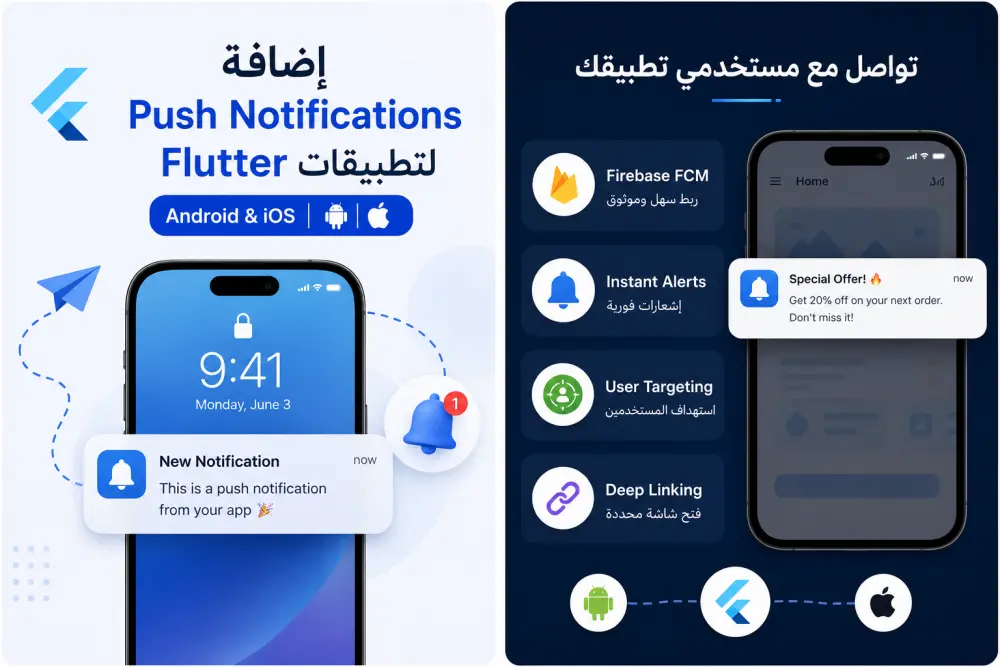سأقوم بإضافة الإشعارات Push Notifications إلى تطبيق Flutter