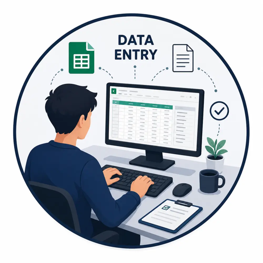 العمل كمدخل بيانات على البرامج المختلفة مثل Excel و Word