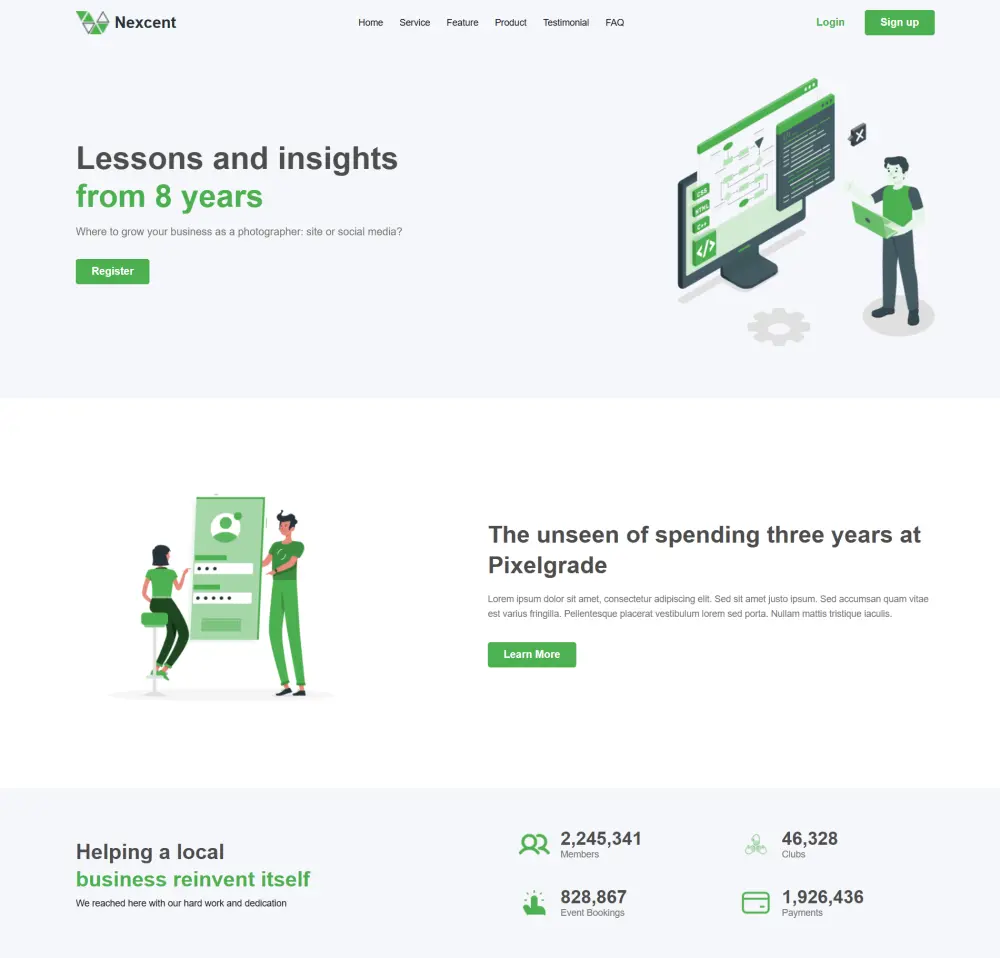 تصميم صفحات هبوط متجاوبة وأنيقة بـ Bootstrap وكود نظيف.