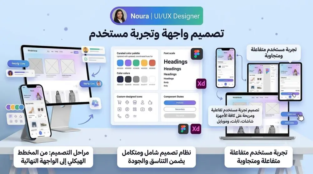 تصميم واجهة وتجربة مستخدم (UI/UX) احترافية ومبتكرة لموقعك الالكتروني أو ال Landing page