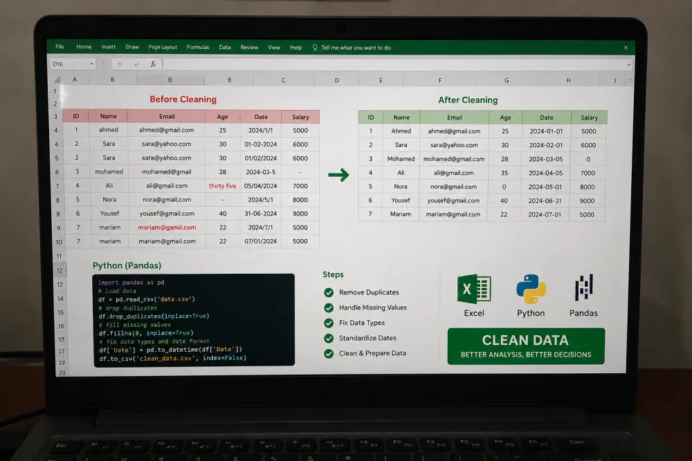 تنظيف وتجهيز البيانات للتحليل باستخدام Excel وPython | Data Cleaning