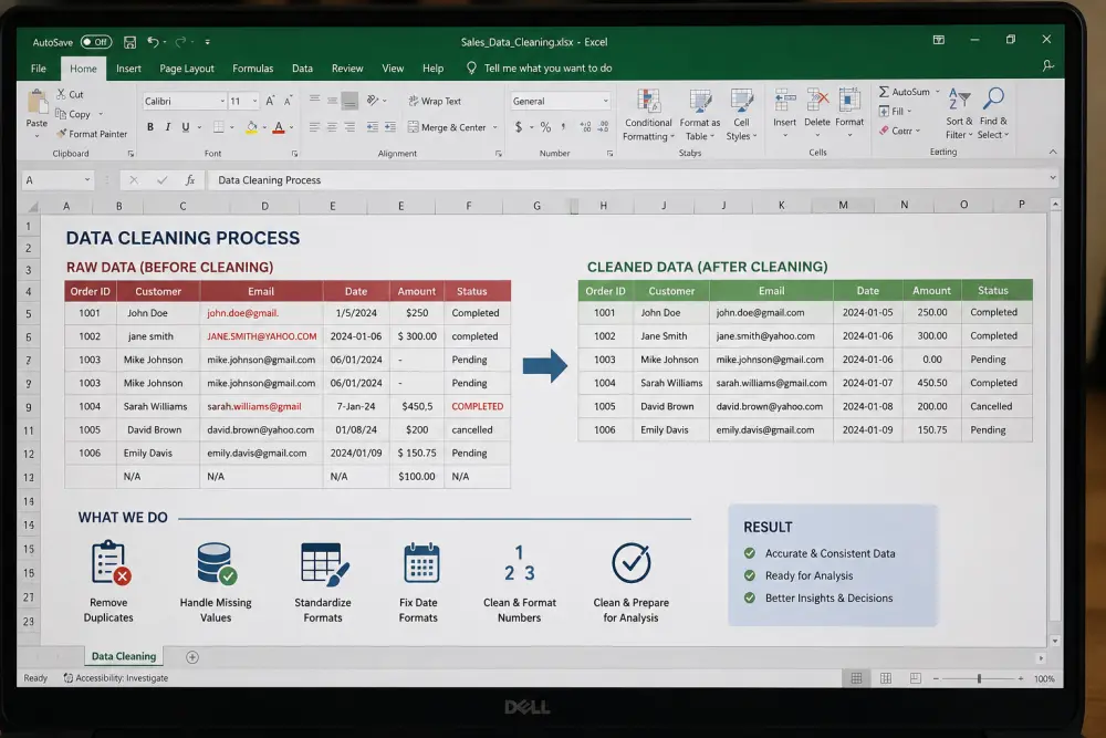 تنظيف وتجهيز البيانات للتحليل باستخدام Excel وPython | Data Cleaning