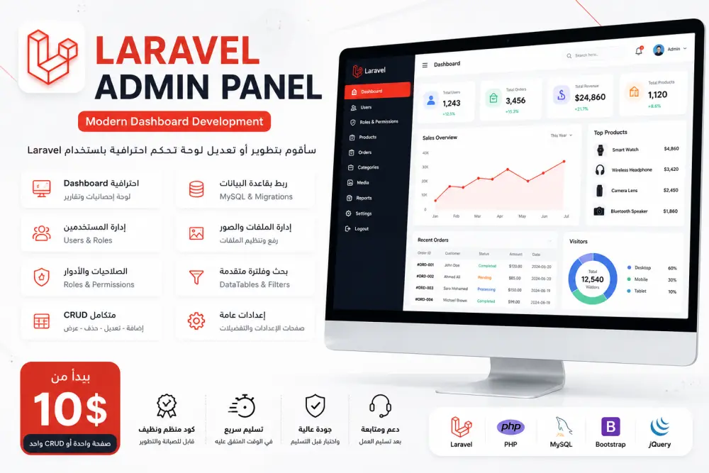 تطوير لوحة تحكم احترافية (Admin Panel) باستخدام Laravel