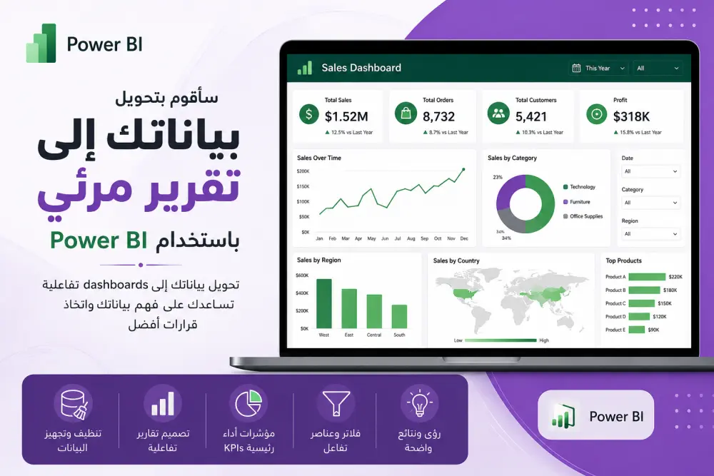 تحويل بياناتك إلى تقرير مرئي باستخدام Power BI
