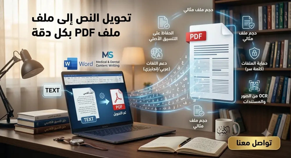 تحويل النص الى ملف pdf بكل دقه