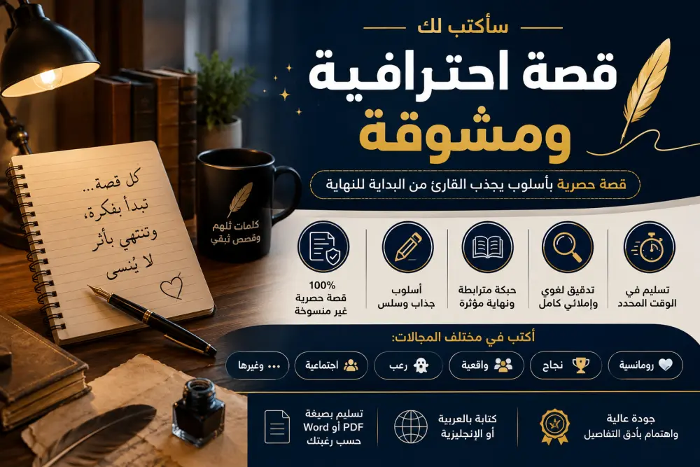 سأكتب قصة احترافية ومشوقة وحصرية في أي مجال