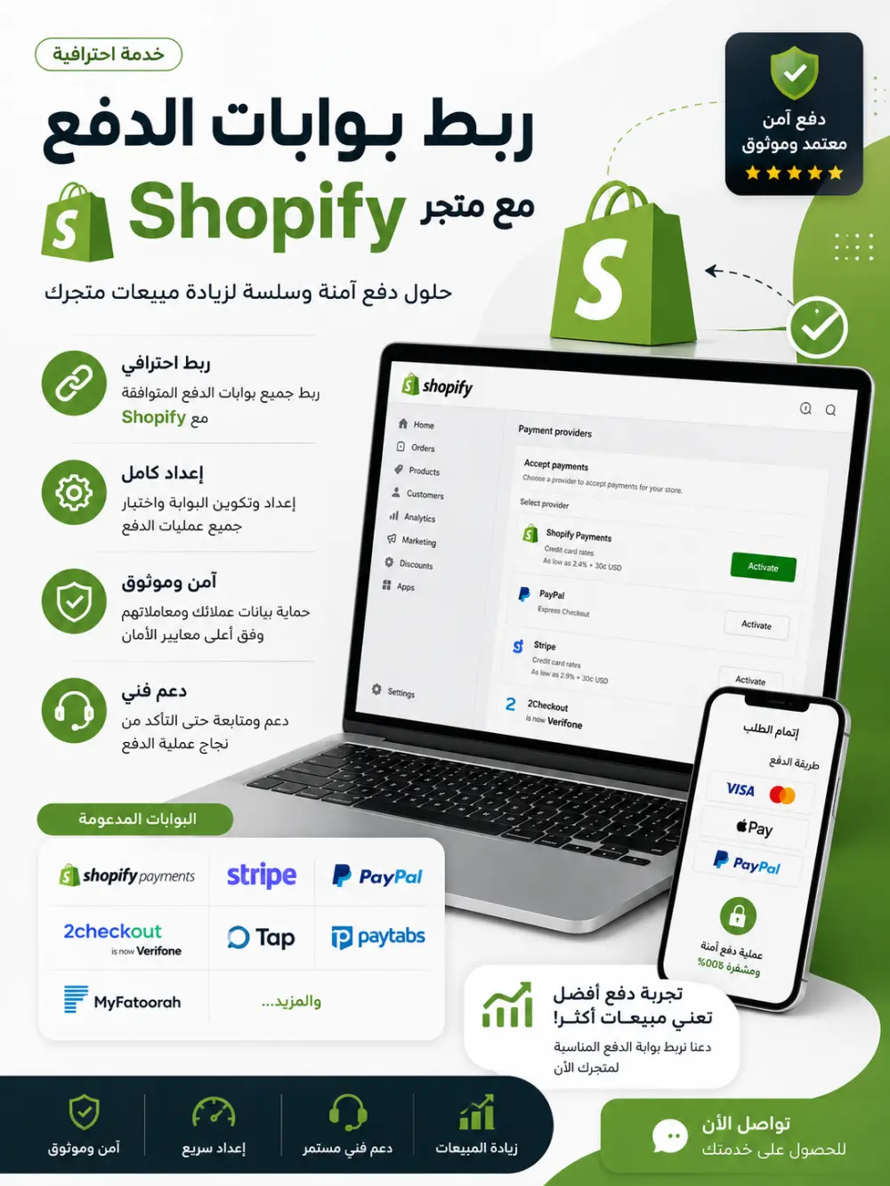 ربط بوابات الدفع مع متجر Shopify باحترافية