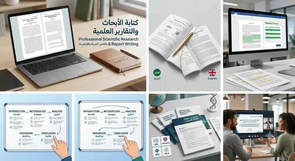 كتابه ابحاث وتقارير علميه بالغتين العربيه والانجليزيه