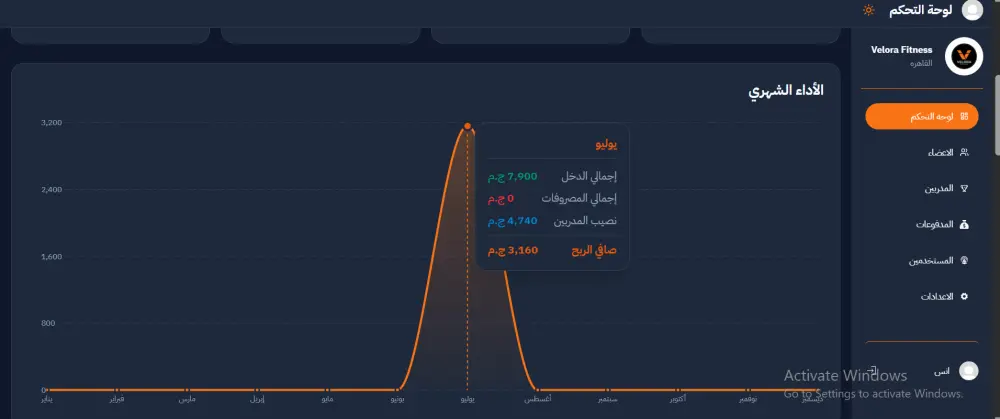 تصميم وتطوير نظام إدارة متكامل للجيم والمراكز الرياضية