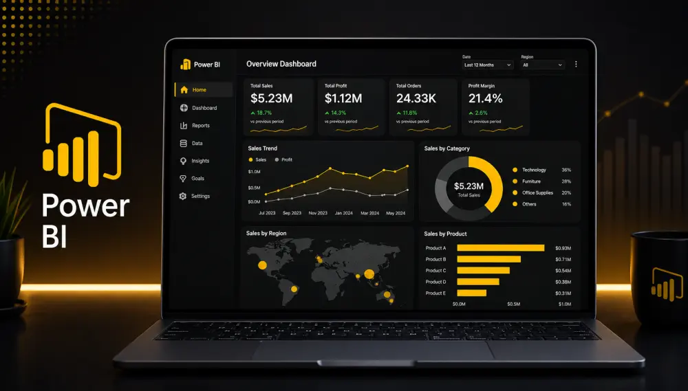 سأقوم بتحليل بياناتك وأصمم لوحة معلومات تفاعليه واحترافيه باستخدام Power Bi