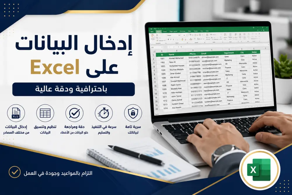 إدخال البيانات على Excel بإحترافية ودقة عالية وسرعة في التنفيذ