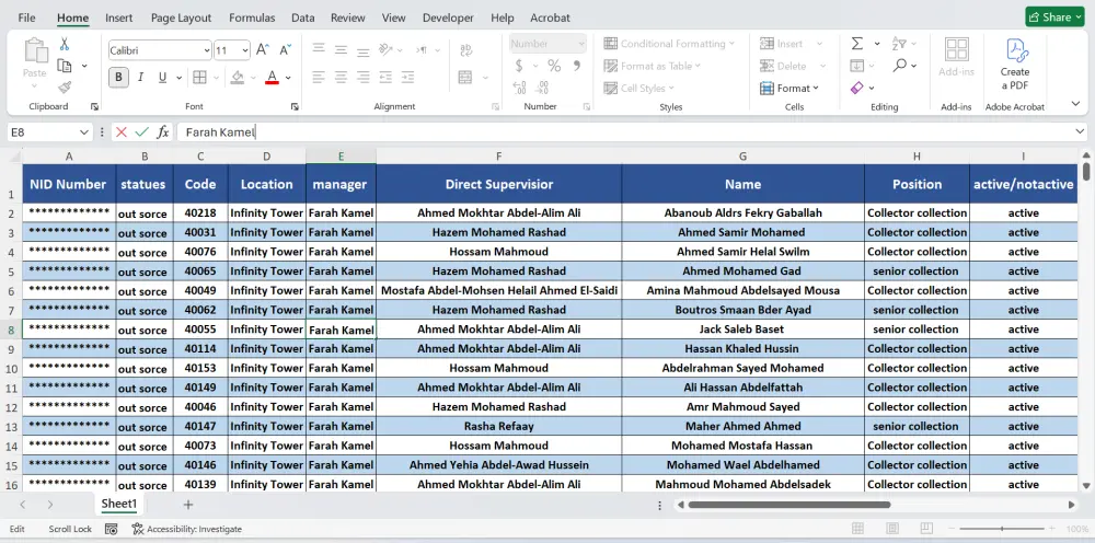 إدخال البيانات على Excel بإحترافية ودقة عالية وسرعة في التنفيذ