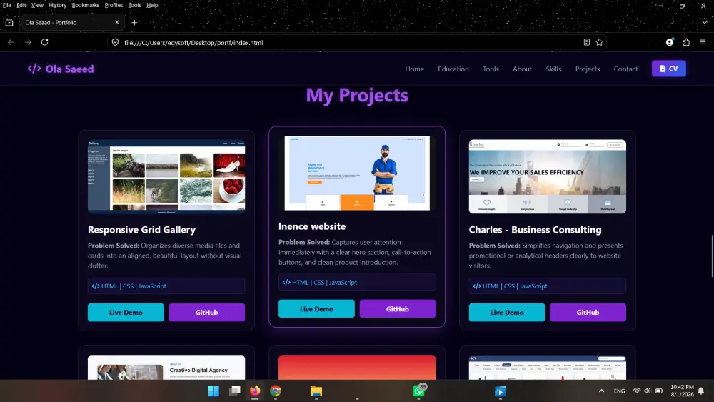 تصميم وبرمجة موقع معرض أعمال (Portfolio) شخصي ومتجاوب متكامل