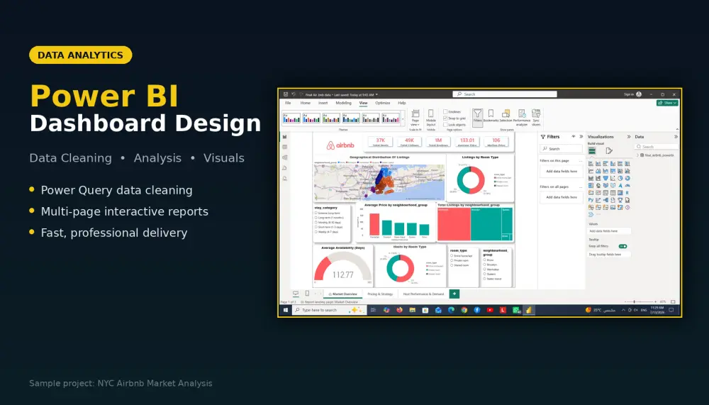 سأصمم لك لوحة تحكم Power BI احترافية وتفاعلية لتحليل بياناتك