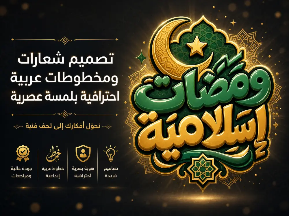 عمل تصميم شعار تبوجرافي بخط عربي ثلاثي الأبعاد  للقنوات اليوتيوب والصفحات وللطباعة على الملابس