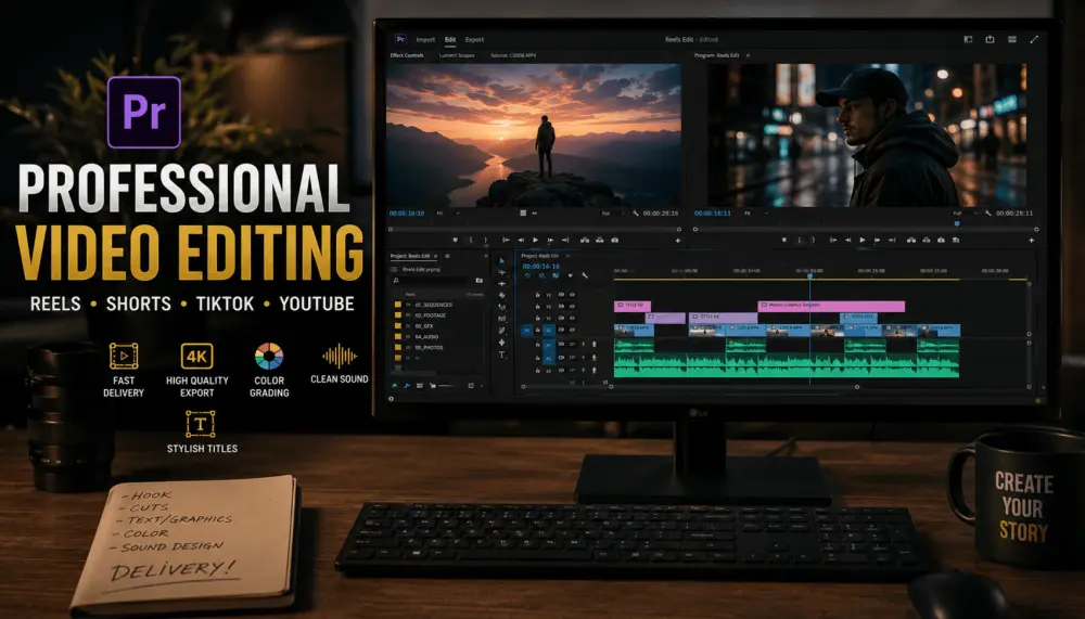 مونتاج الفيديوهات القصيرة (Reels & Shorts) باستخدام Adobe Premiere Pro