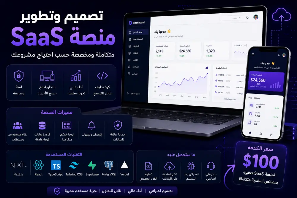 تصميم وتطوير منصة SaaS متكاملة حسب احتياج مشروعك