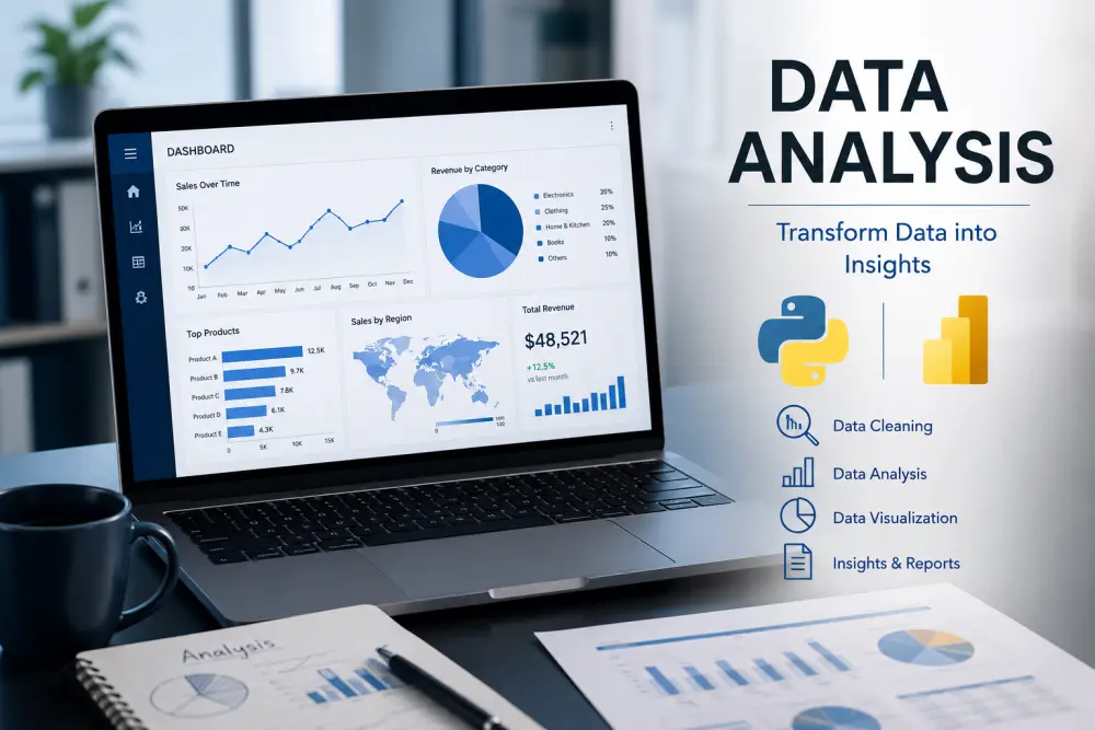 اسم الخدمة  تحليل البيانات واستخراج رؤى احترافية باستخدام Python وPower BI