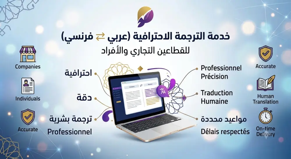 خدمة الترجمة الاحترافية الدقيقة م (عربي ⇄ فرنسي) للشركات والأفراد