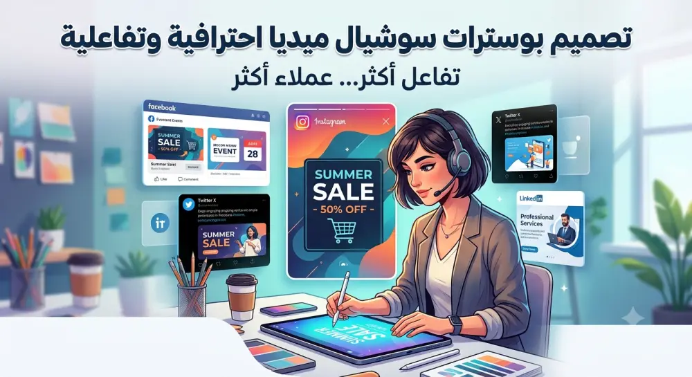 تصميم بوسترات سوشيال ميديا احترافية وتفاعلية تبرز علامتك التجارية